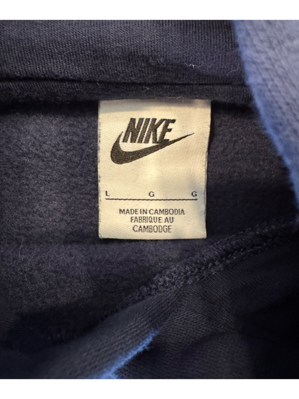 Nike Men's Navy Pullover Hoodie with White Swoosh - Picture 3 of 3